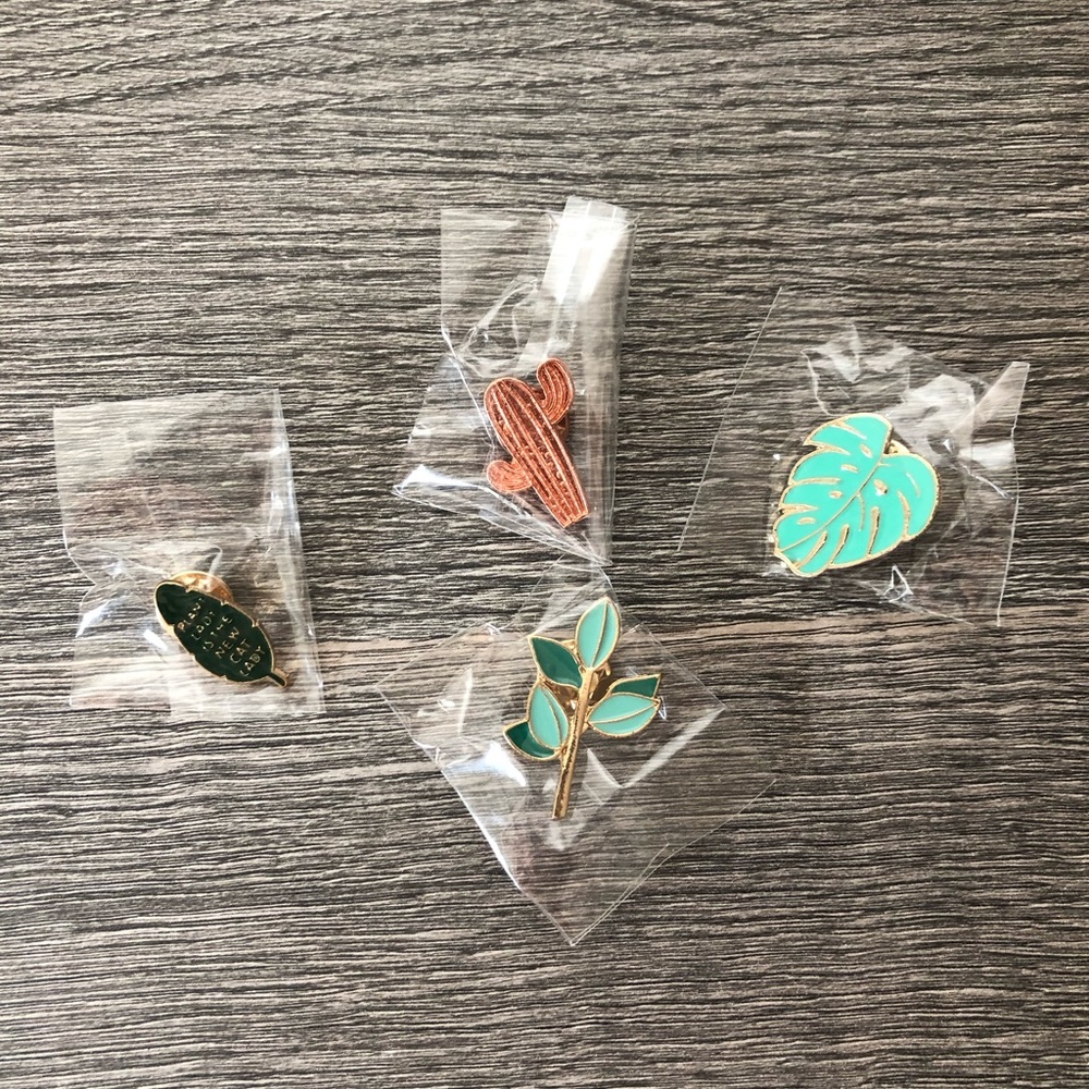 Set of 4 Plant and Cactus Pins